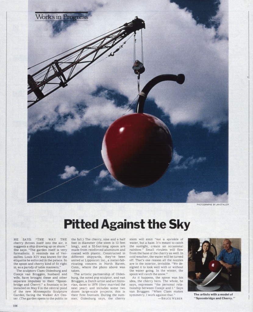 Minneapolis Sculpture Garden, New York Times article on Spoonbridge and Cherry, Page 106, 17 April 1988