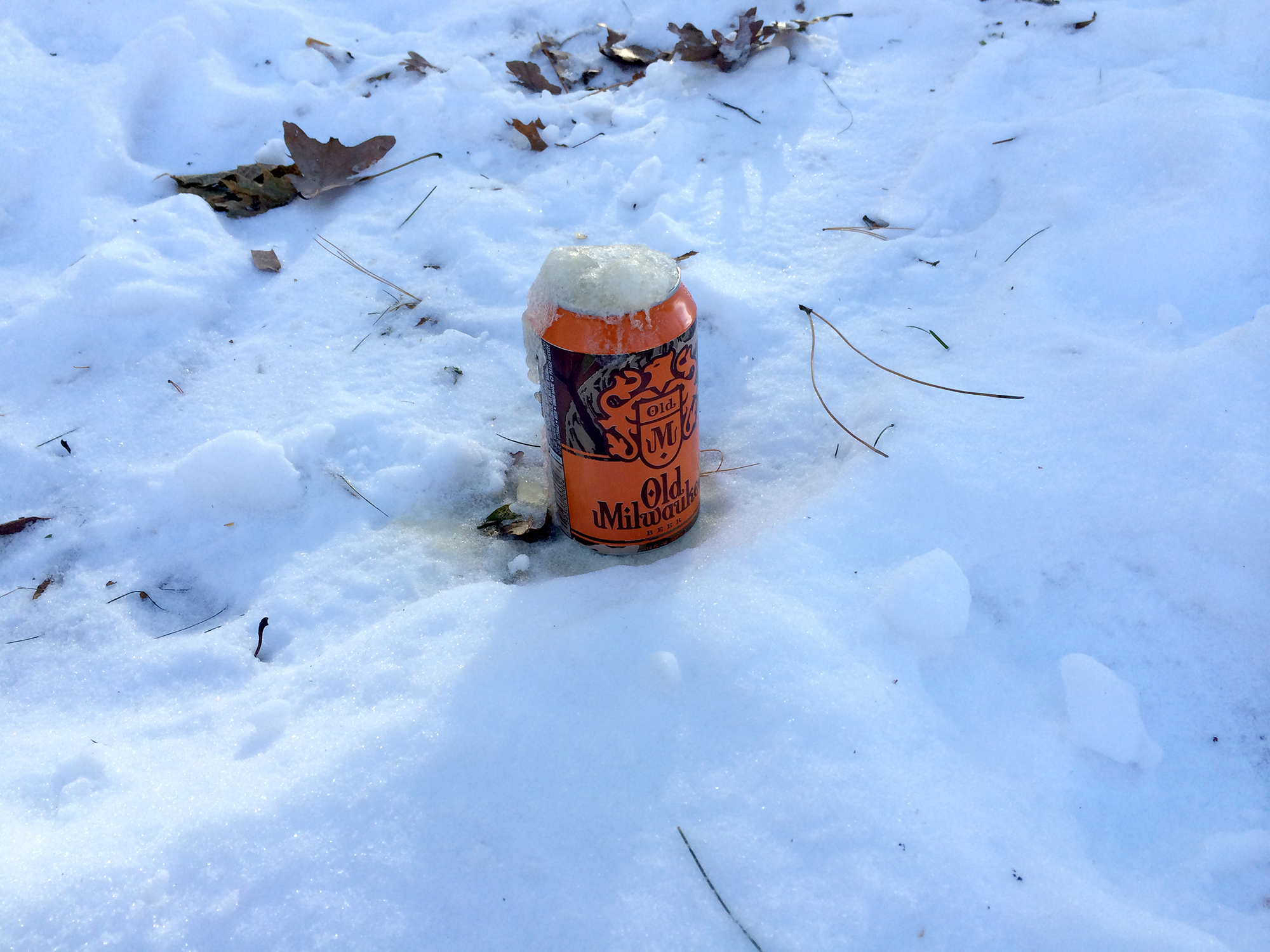 beer can in snow