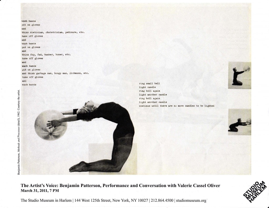 Program leaflet from the Studio Museum Harlem, which includes an image of Patterson's Methods and Processes (detail), 1962.