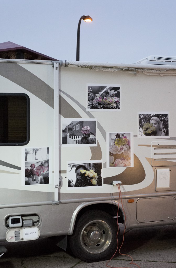 Photos displayed on the side of the infamous RV. Photo courtesy of Little Brown Mushroom.