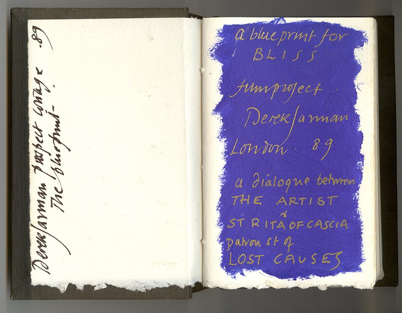 Title page of Derek Jarman's 'Bliss Book.' Collection: Estate of Derek Jarman