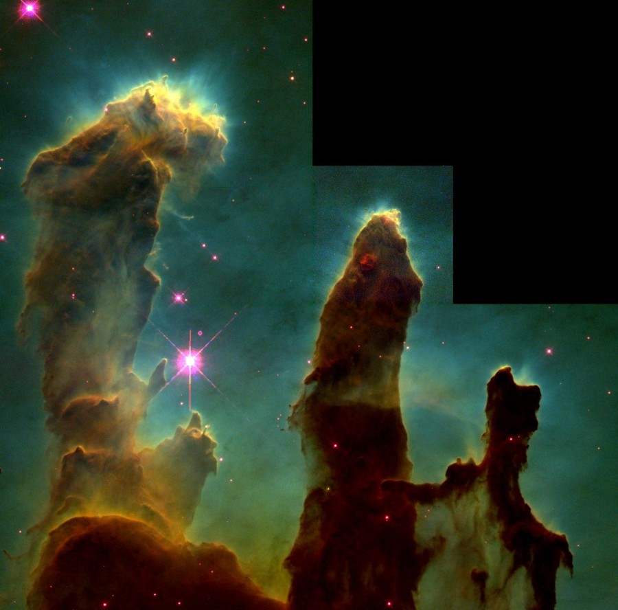 Gas Pillars in the Eagle Nebula (M16)- Pillars of Creation in a Star-Forming Region (NASA)