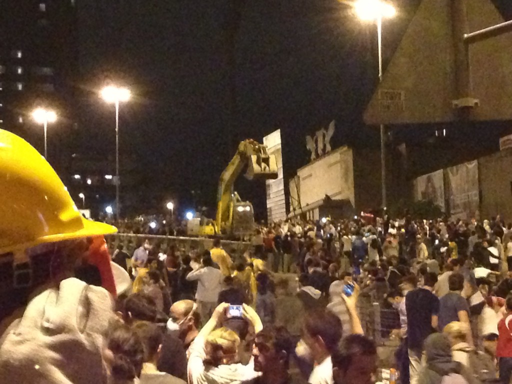 Bulldozer taken over by protestors later became one of the symbols of the resistance. Photo: Ceren Erdem