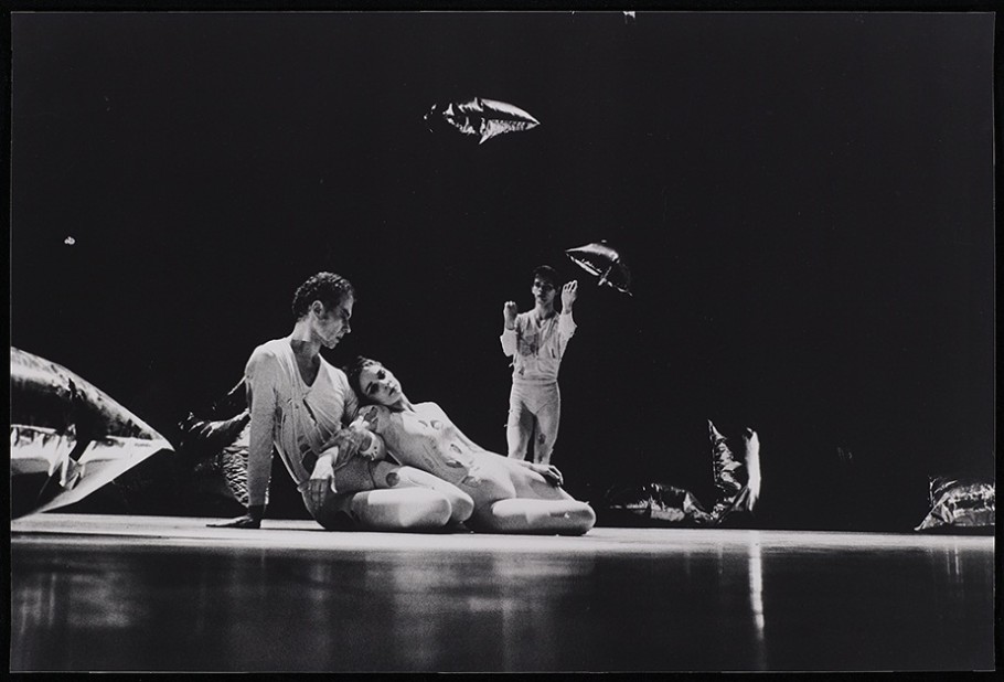 Oscar Bailey, Merce Cunningham, Barbara Dilley, and Albert Reid in RainForest,  performance at State University New York at Buffalo College, Walker Art Center, Merce Cunningham Dance Company Collection, Gift of Jay F. Ecklund, the Barnett and Annalee Newman Foundation, Agnes Gund, Russell Cowles and Josine Peters, the Hayes Fund of HRK Foundation, Dorothy Lichtenstein, MAHADH Fund of HRK Foundation, Goodale Family Foundation, Marion Stroud Swingle, David Teiger, Kathleen Fluegel, Barbara G. Pine, and the T. B. Walker Acquisition Fund, 2011 