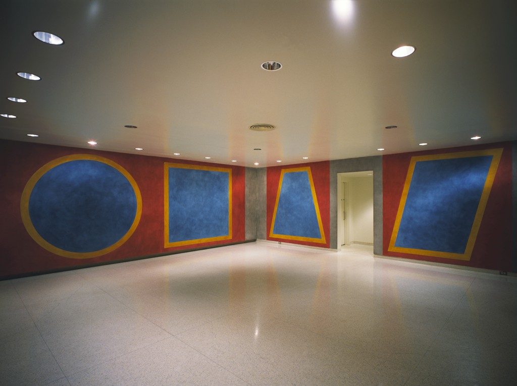 Sol LeWitt, Four Geometric Figures in a Room, 1984. Ink on latex paint on gypsum board. Installation commissioned by the Walker Art Center with funds provided by Mr. and Mrs. Julius Davis, 1984.