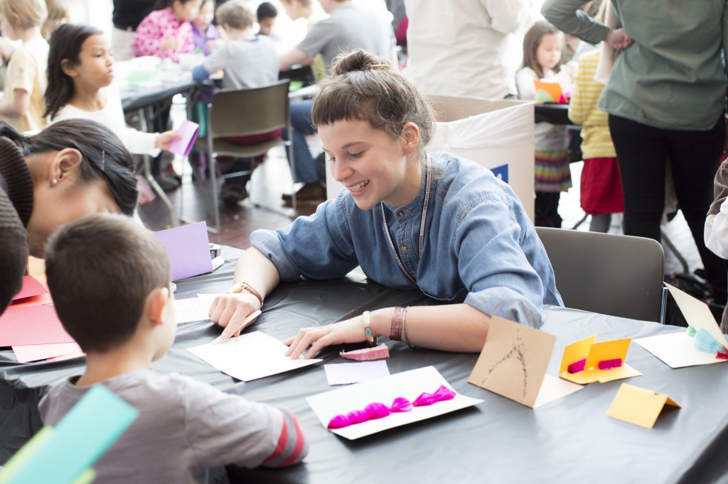 Leia Wambach demonstrates the pop-up cards activity